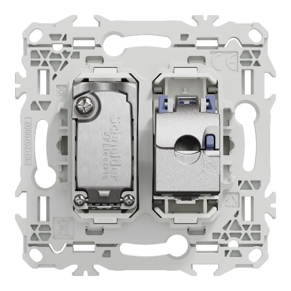 Schneider Electric - Odace 2025 - Prise mixte RJ45 Cat6 STP + TV - blanc craie - Réf : S920141